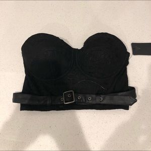 Guess Black Amber Lace corset with belt NWT